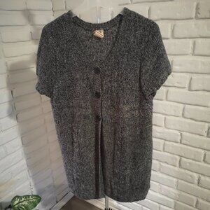 Faded Glory Ladies Size XL (16-18) Grey Short Sleeve Sweater or Long Vest